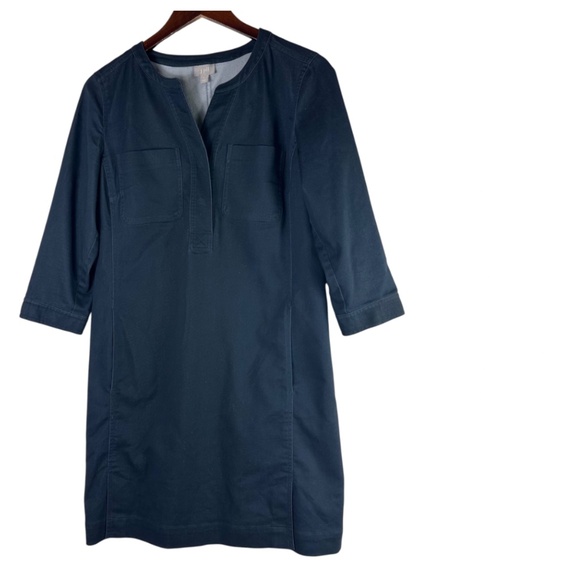 J Jill Shift Dress Sz Small Navy Blue Jean Denim Look Minimalist Classic Chic - Picture 2 of 5
